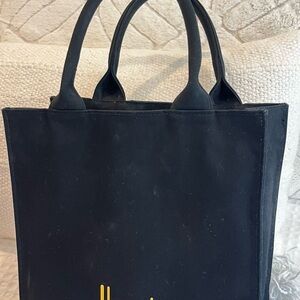 Harrods Black Canvas Tote Bag with Top Handles